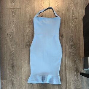 Elegant Blue Halter Dress SIZE: M